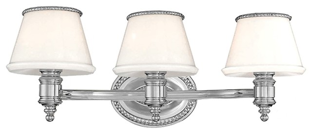 Richmond 3-Light Bath and Vanity With Glass Shade, Polished Nickel