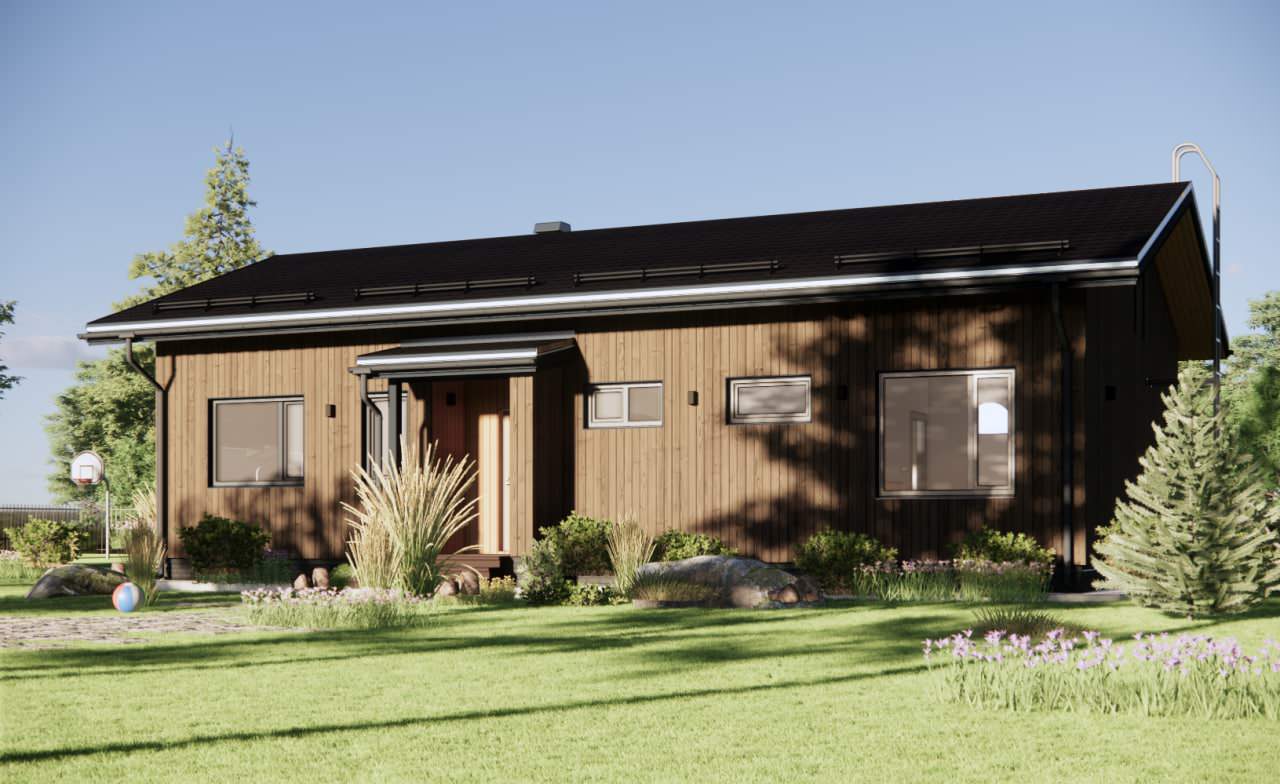 Фасад с вертикальной облицовкой доской