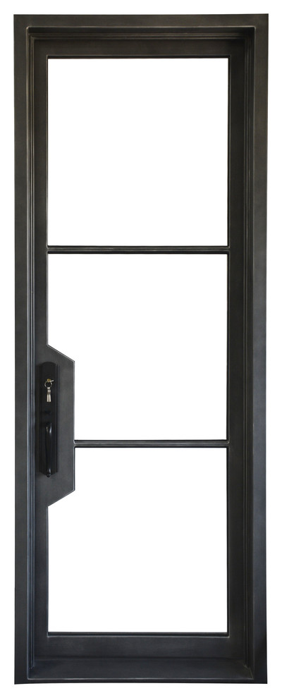 36"x96''Wrought Iron Entry Door With Double LOW-E Glass Lock, Left Hand Active