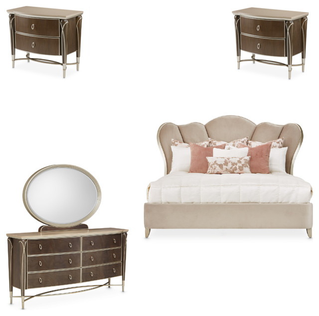 AICO Furniture Villa Cherie 5 Piece Cali Bedroom Set - Traditional ...