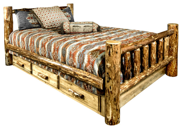 Glacier Country Collection Bed With Storage Rustic Panel Beds