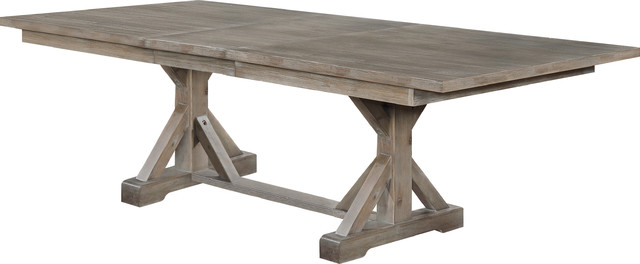 Hudson Weathered Extension Dining Table, Gray/Brown