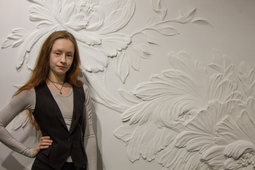 Рельефное панно "Китайские пионы" для Home Design Lab