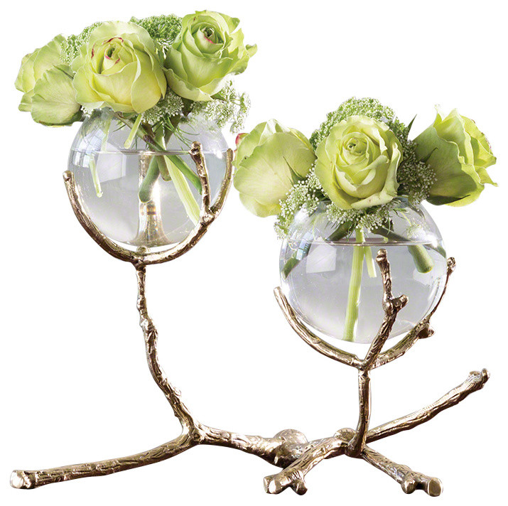 Twig 2 Vase Holder, Brass Contemporary Vases by GLOBAL VIEWS and