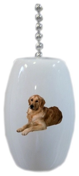 Golden Retriever Dog Ceramic Fan Pull