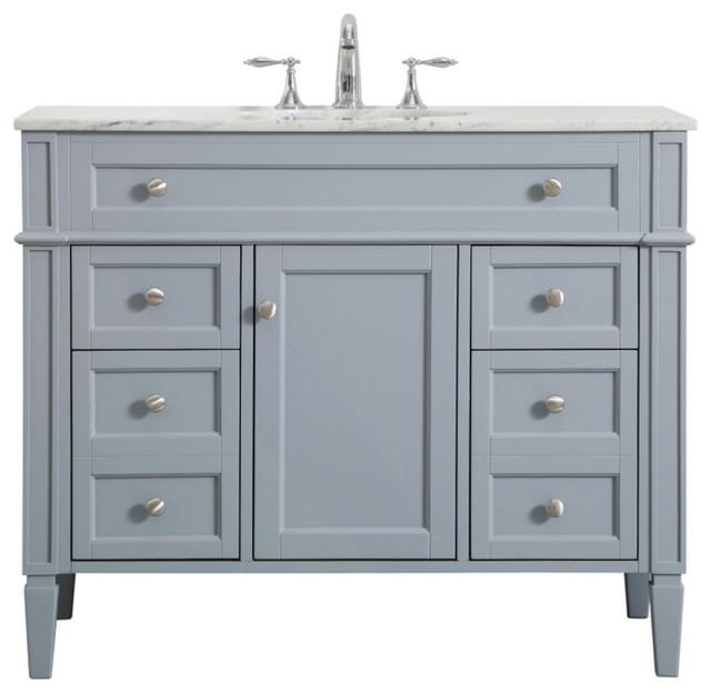 42" Single Bathroom Vanity, Gray, Vf12542Gr Transitional Bathroom