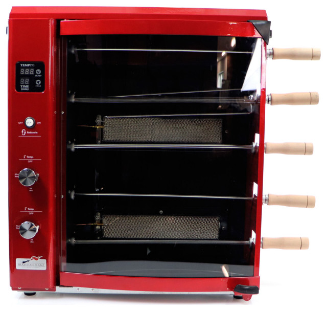 Brazilian Gas Rotisserie Grill With 5 Skewers, Red