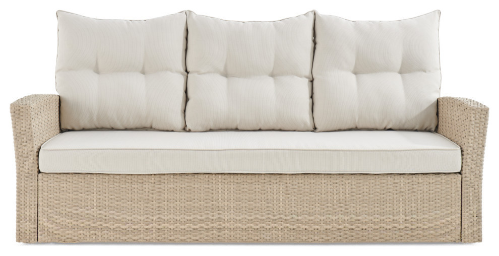 Canaan AllWeather Wicker Outdoor Sofa, Cushions Tropical Outdoor