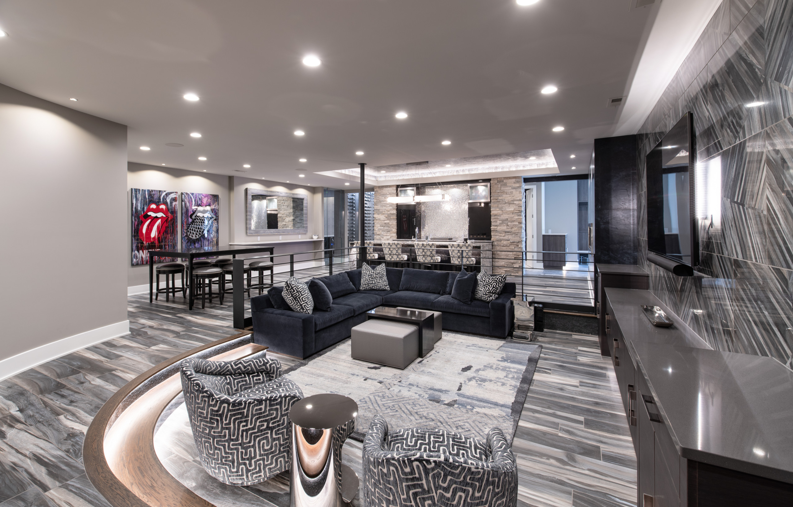 Modern Style Custom Basement | Sterling Ridge