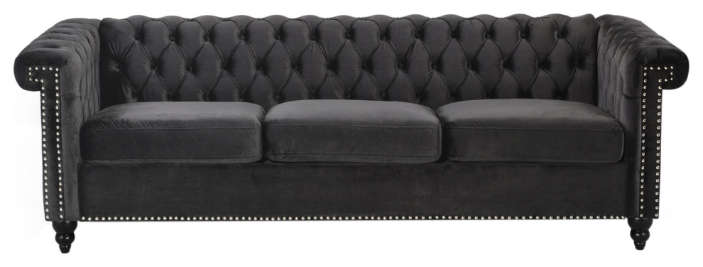 Spencer Tufted Chesterfield Velvet 3 Seater Sofa - Traditional - Sofas ...