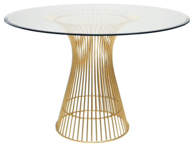 Round Glass Dining Table Gold Base, 60 Round Glass Pedestal Dining Table