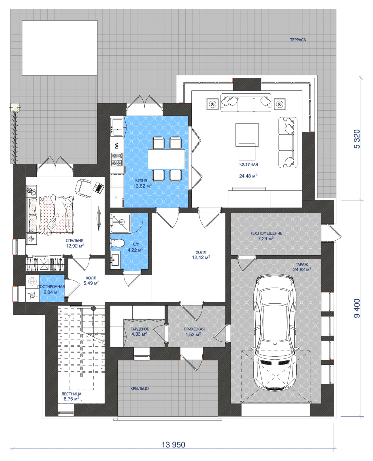Современный дом с гаражом