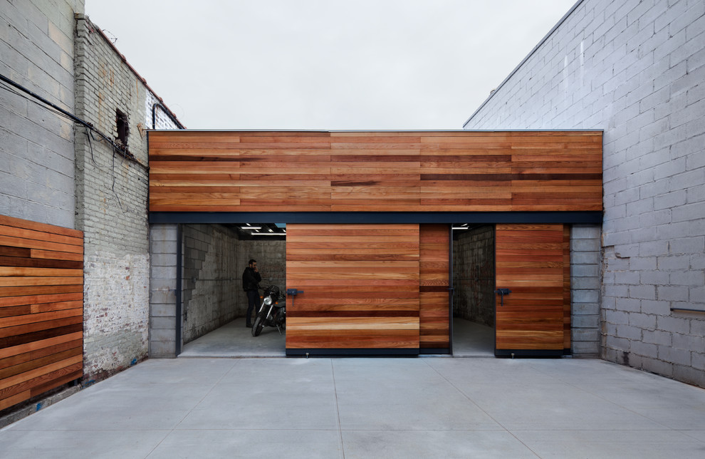 Large contemporary three-car garage in New York.