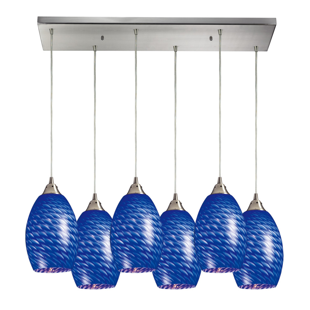 Mulinello 6Light Rectangular Pendant Fixture Contemporary Pendant