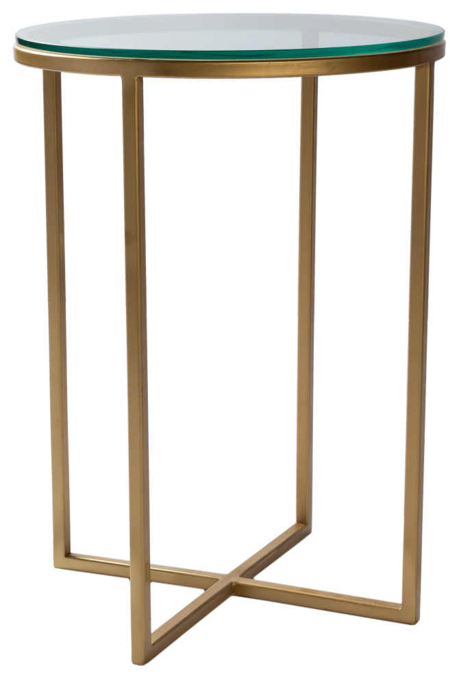 Surya Karen Modern Glass And Metal Side Table KRE002 Contemporary