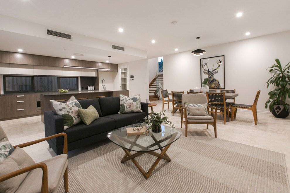 Design ideas for a contemporary family room in Brisbane.