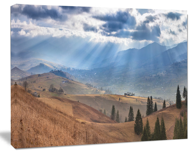 Beautiful Mountain Village View Large Landscape Canvas Art Contemporary Prints And Posters By Design Art Usa
