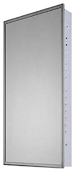 Medicine Cabinet, 16"x36", Bright Annealed Stainless Steel Frame, Flush Mounted