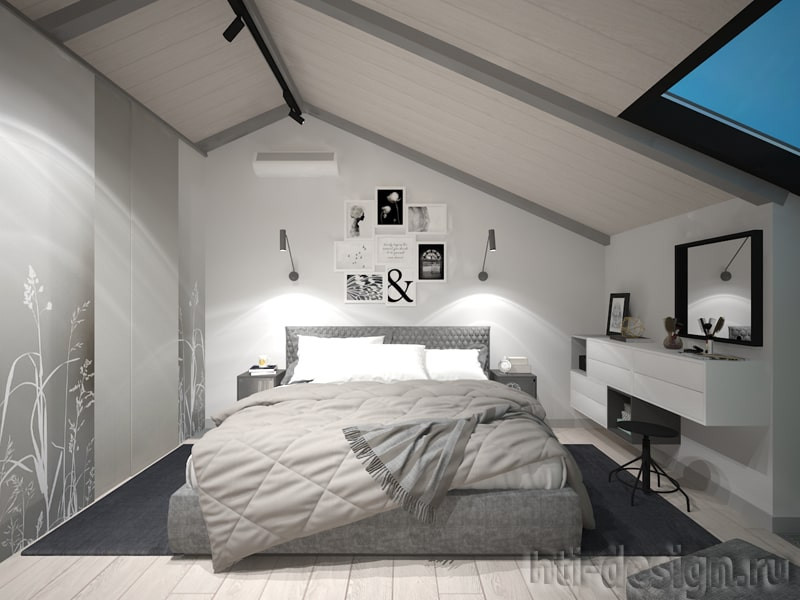 Спальня 25 кв.м в мансарде