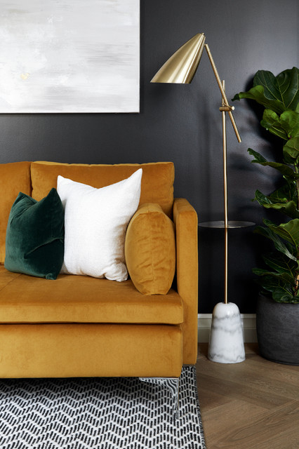 Hampstead Manor- Contemporary Black Living Room with Jewel Toned Accents contemporary-living-room