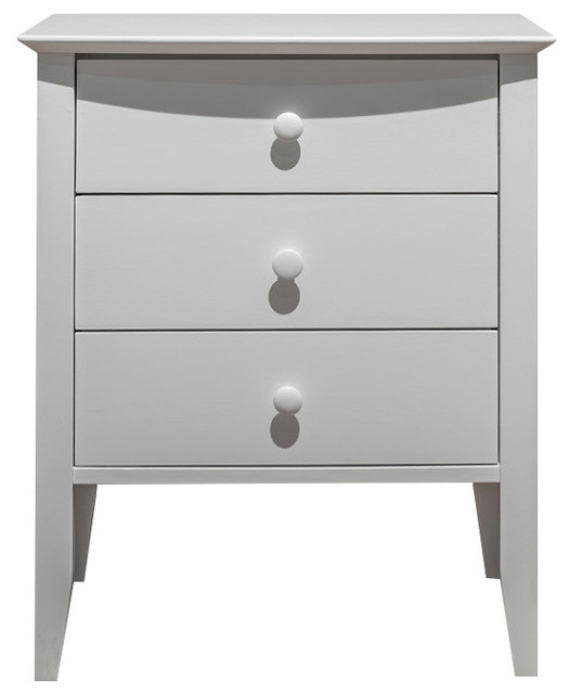 Cottage 3 Drawer Nightstand Coastal White