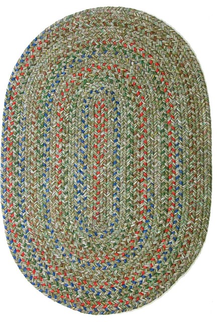 2'x3' Oval (Small 2x3) Rug, Moss Green Textured Braided