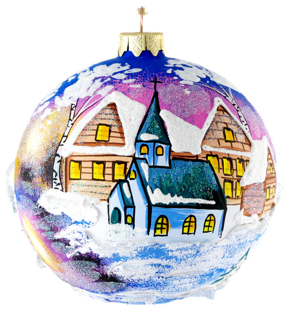 "First Snow in Town" Hand Painted Christmas Ball Made in Ukraine