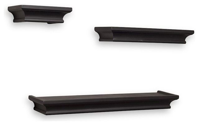 Danya B 3 Piece Set Cornice Ledge Shelves Black Transitional