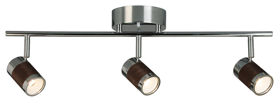 Brews 3-Light LED Semi-Flush Mount Track Lighting, Chrome, Copper Shade