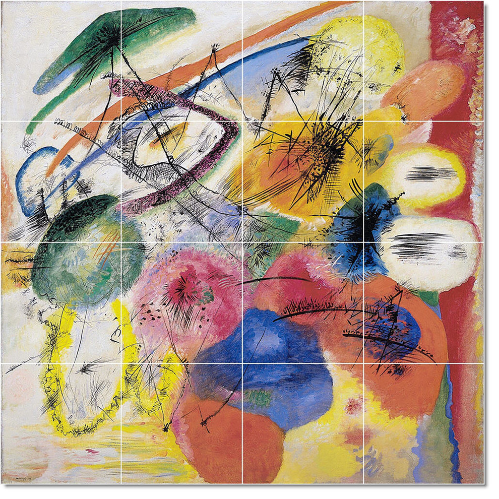 Wassily Kandinsky Abstract Painting Ceramic Tile Mural #38, 32"x32"
