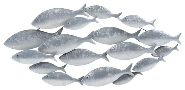 Metallic School of Fish Wall Decor Art, 19 L x 42 1/2 W x 1 1/4 H ...