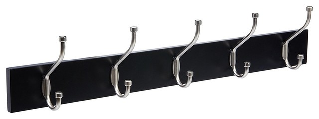 Modern Wall Mounted Coat Rack, Metal With 10-Hanger Hook, Simple Design, Black