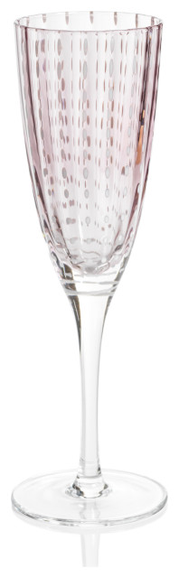Pescara White Dot Champagne Flutes, Purple, Set of 4