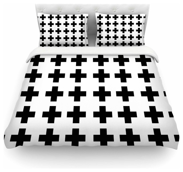 Suzanne Carter Swedish Cross Black White Duvet Cover Suzanne Carter Swedish Cross Black White Duvet Cover Contemporary Covers And Sets By Kess Global Inc