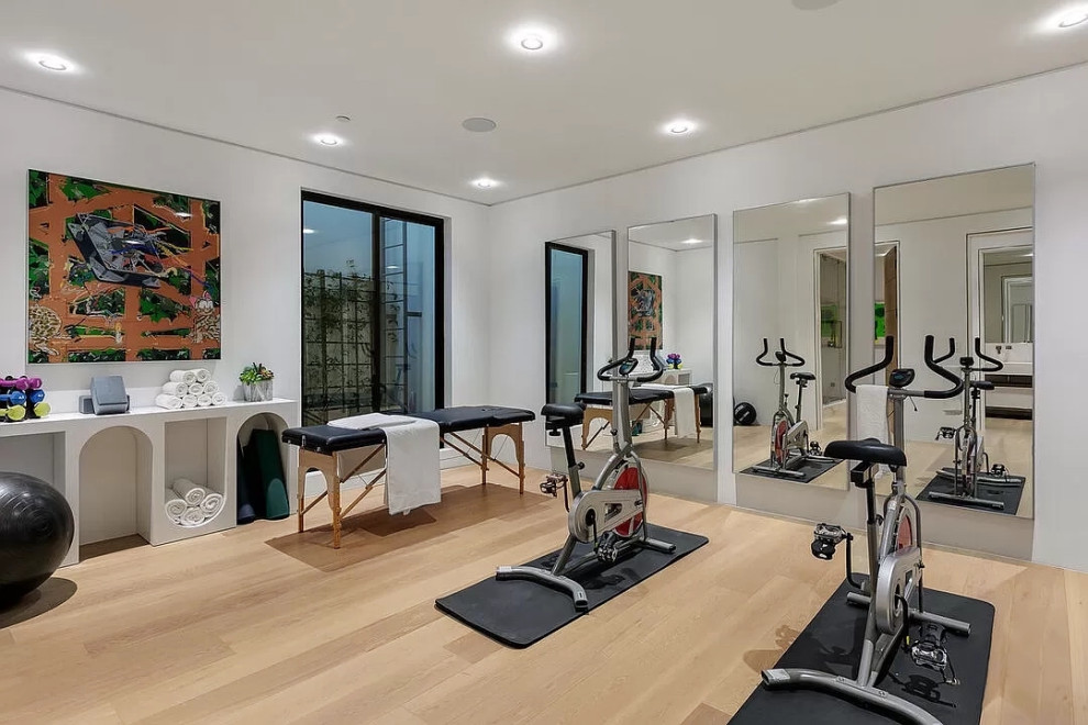 Trendy home gym photo in Los Angeles