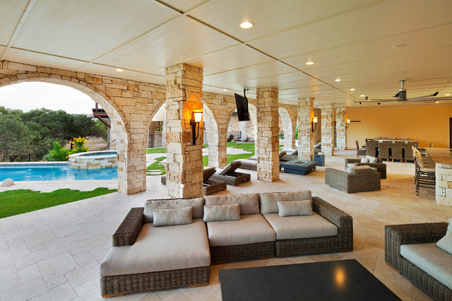 Outdoor living stone arches - Mediterranean - Patio - Austin - by