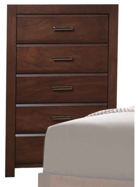 Wooden Five Drawer Chest In Walnut Finish