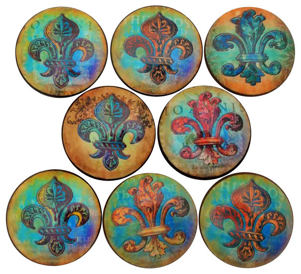 Copper Fleur De Lis Cabinet S 8 Piece Set Mediterranean Copper Fleur De Lis Cabinet S 8 Piece Set