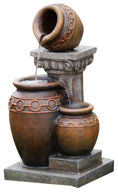 Jeco Inc Clic 3 Pot And Column Water Fountain Mediterranean Jeco Inc Clic 3 Pot And Column Water Fountain