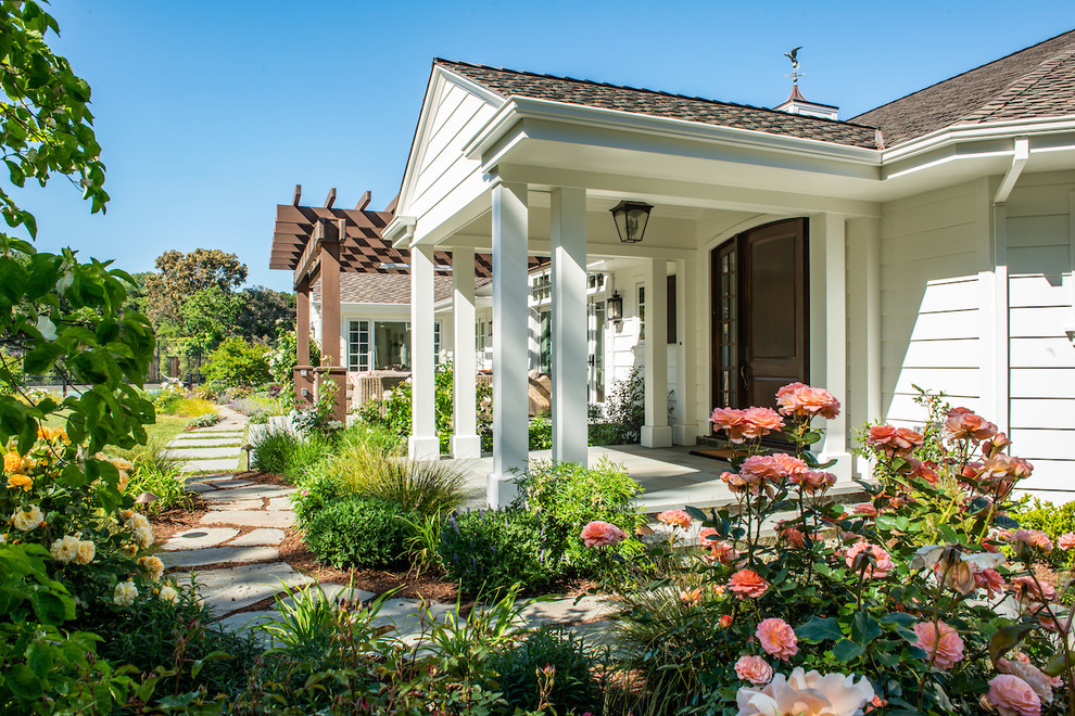 Front door - large transitional front door idea in San Francisco with a brown front door