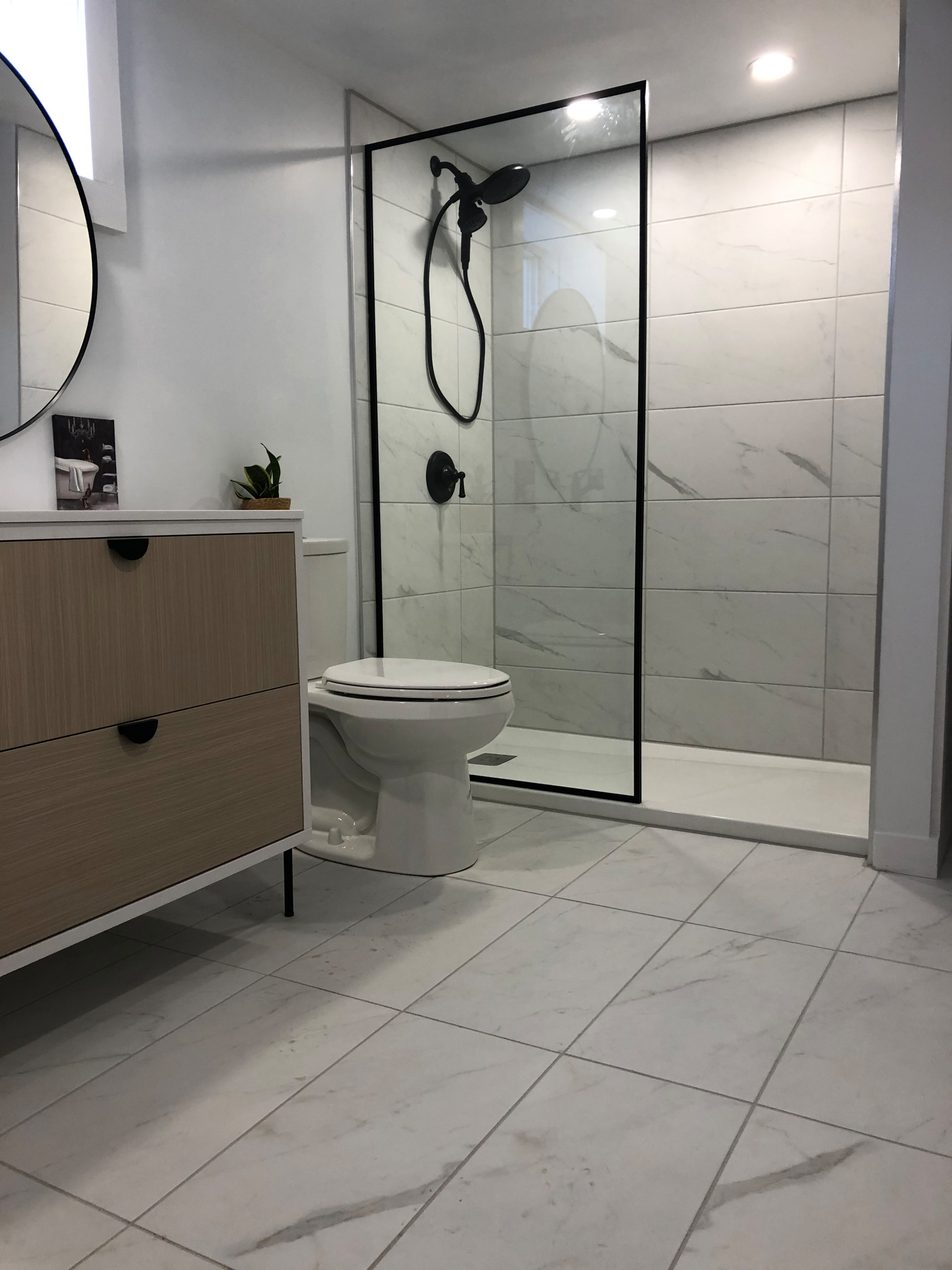 Tile install process including under tile waterproofing
