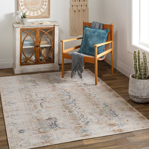 Surya Dublin DUB2307 5'x7'10" Rug, Taupe/Teal/Mustard/Burnt Orange