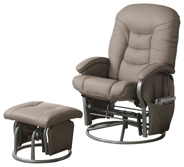 Ajh Leather Glider Rocker With Ottoman, Leather Swivel Recliner Chair With Ottoman