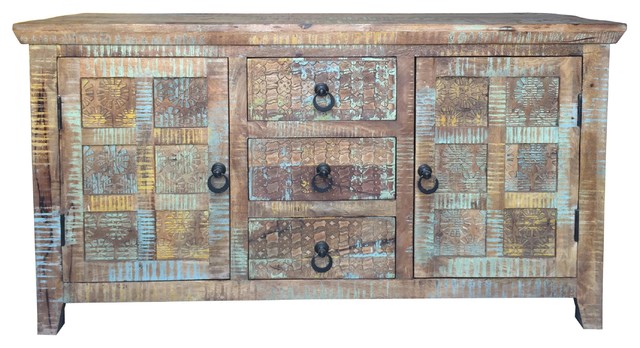 Aravali 3-Drawer Distressed Vintage Look Sideboard