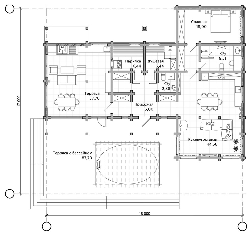 Дом из профилированного бруса 200х142.