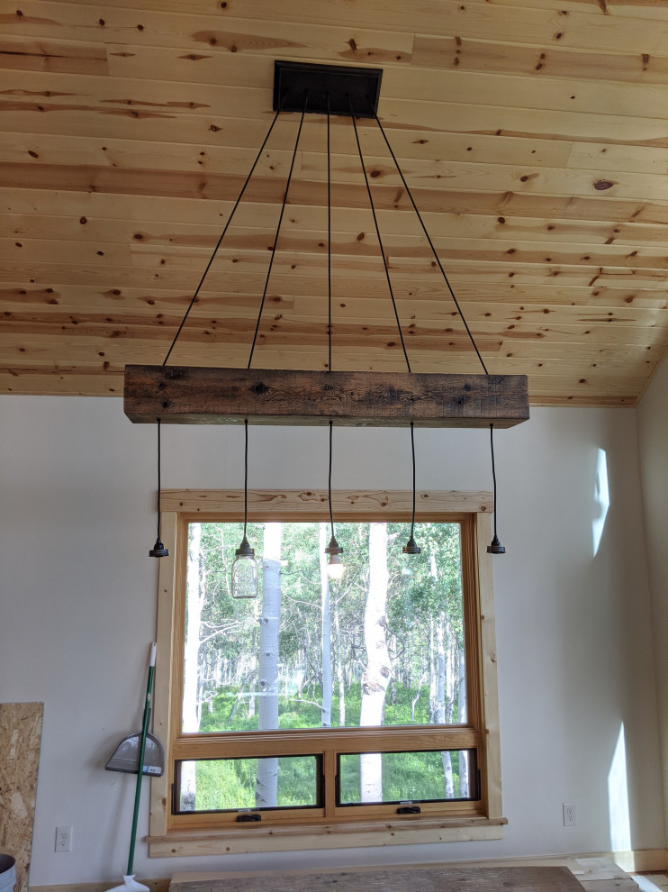 Dining room - rustic dining room idea in Denver