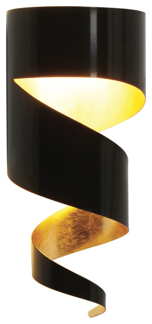Remi Wall Light, Black and Gold Leaf