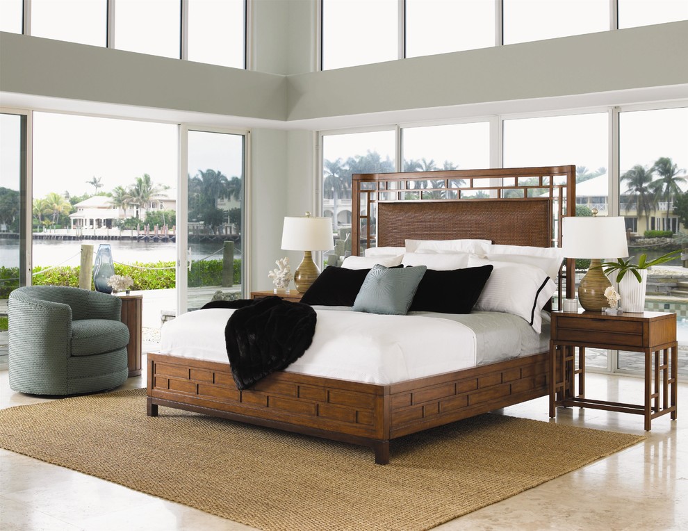Ocean Club KingSize Paradise Point Bed With Wood Framed Woven Rattan