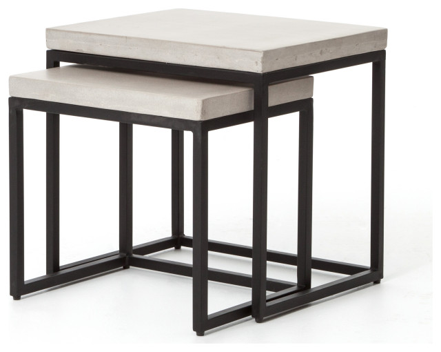 Maximus Indoor / Outdoor Nesting Side Tables Natural Concrete - Modern ...