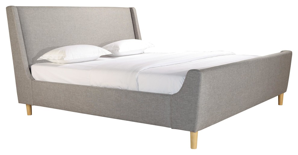Larsson Contemporary Gray Sleigh Bed, Queen